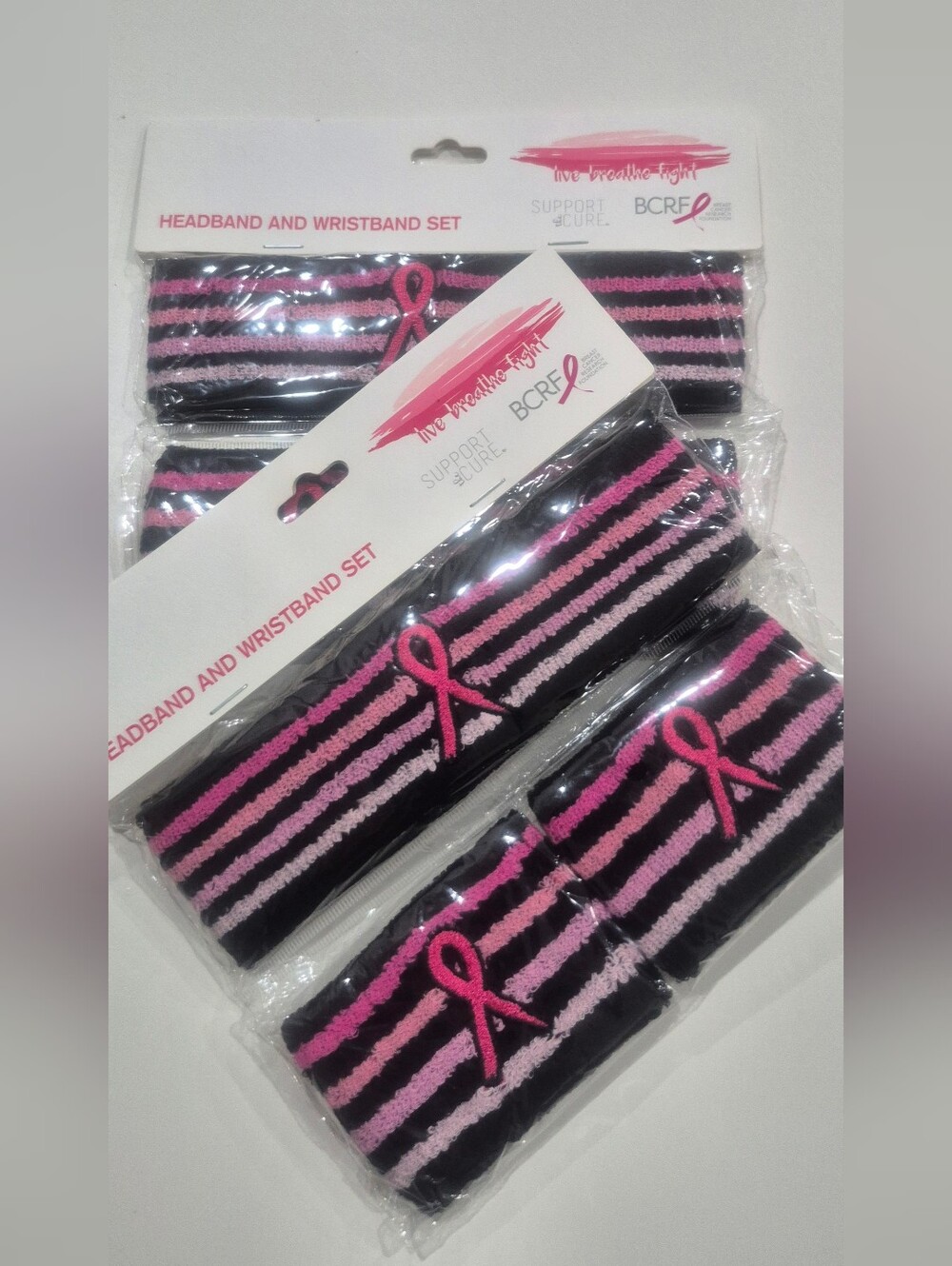 NWT Run For The Cure Headband, Wristband and Socks Double Set